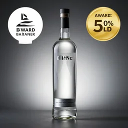 a bottle of vodka with modern design, studio lighting, product shot, visually striking, thedieline, behance, packaging award