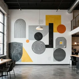 trendy downtown loft with modern murals on the wall, modern art and patterns, interior design, juxstapoze magazine