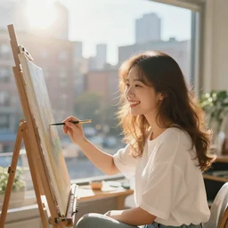 sunny new york in the morning, painting, happiness