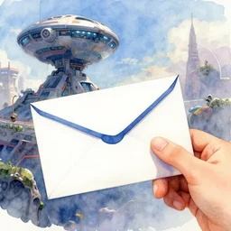 sending a e - mail, illustration, watercolor, artstation, pixar disney, digital painting, highly detailed, sharp focus, sci - fi