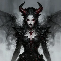 dramatic portrait by artgerm and loish, rhads, stunning artwork, demonic