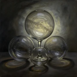 glass balloons still life composition. by konstantin razumov, chiaroscuro, highly detailded