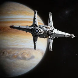 epic view of a star destroyer above jupiter