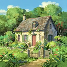 a typical house in a creole garden from reunion island painting by makoto shinkai, by studio ghibli, anime, trending on artstation