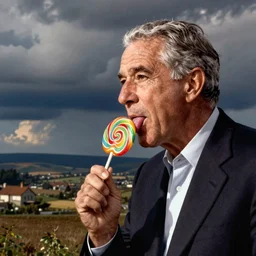 George W. Bush licking a lollipop, by Edmund Blair Leighton