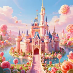 infinitely detailed scenery art expanding fantasy dream art candy world with a castle made out of candy detailed scenery artwork, candy scenery artwork scenery artstation!! scenery pixiv!!