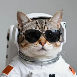 a cat wearing an astronaut suit and sunglasses. just the head. no body. high quality. high fidelity.