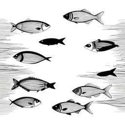 abstract lines fishs black and white scheme