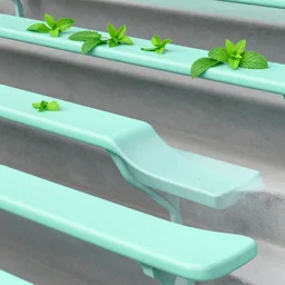 spearmint flavored bleachers, with spearmint leaves draped over top of them