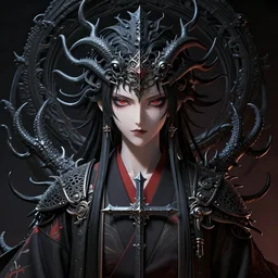 by kyoto animation, kimono techwear occultist, chaos magick, leviathan cross, androgynous, beautiful, detailed symmetrical close up portrait, intricate complexity, in the style of artgerm and ilya kuvshinov, cel shaded, 4 k, concept art, by wlop, ilya kuvshinov, artgerm, krenz cushart, greg rutkowski, pixiv. zbrush sculpt, octane, houdini, vfx. cinematic dramatic atmosphere, sharp focus, volumetric lighting, cinematic lighting, studio quality, smooth render, unreal engine 5 rendered