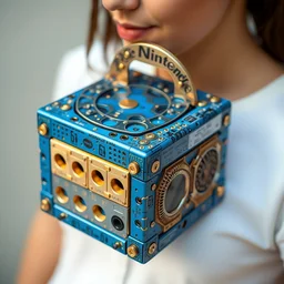 stunning person made out of blue nintendo gamecube components, intricate design, greg rutkowski