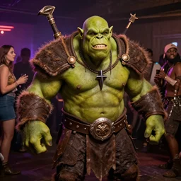 a wow orc in a party