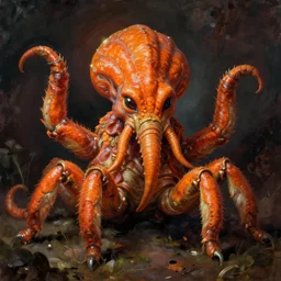 zoological portrait of orange cthulhu by john picacio