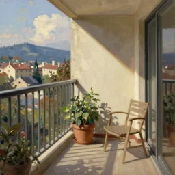 the trappings of modern life!, balcony scene, oil painting by greg rutkowski