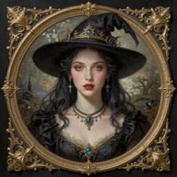 An extremely beautiful pre-raphaelite ornate portrait of a very beautiful witch, surreal, ultradetailed, intricate, elegant, digital art painting, concept art, smooth, sharp focus, magazine art cover illustration, regal, award winning picture, extremely detailed masterpiece, sense of awe, featured on Artstation, Artgerm, winning award piece, ethereal bubbles, Aetherpunk, low-key neon lightning, stormy weather, Exquisite floral details, 8K detail post-processing, matte, oil painting