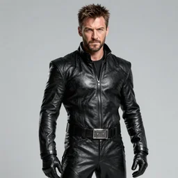 Tom Hardy as wolverine in Black Damaged leather suit Digital art 4K quality