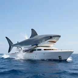 jaws the shark attacking jeff bezos'megayacht wide angle photograph hdr