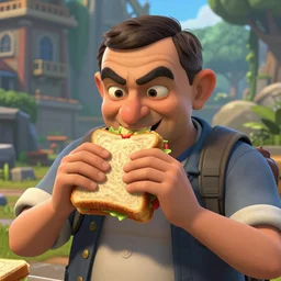mr. bean as heavy n team fortress 2 eating a sandwich. unreal engine, source engine, tf 2, valve