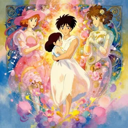 a vibrant emotional animation key shot of the eternal by neil gaiman, studio ghibli, pixar and disney animation, sharp, disney concept art maximalist splatter paint illustration by shinji kimura and alphonse mucha and alena aenami, pastel color palette, bloom!!, dramatic lighting