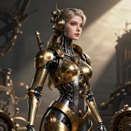 image of beautyful female android steampunk by michelangelo,