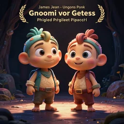gnomish twins in a pixar artstyle, adorable and whimsical,, fantasy, elegant, digital painting, artstation, unreal engine, octane render, concept art, matte, sharp focus, vibrant colors, high contrast, illustration, art by james jean and philippe druillet and justin gerard