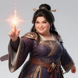 thick chubby filipina dnd mage, casting spell, sly grin, intricate robe, exaggerated perspective, beautiful detailed face, action pose, anime style, dynamic shadows, dynamic lighting, geoff johns, jason fabok, jason fabok, brad anderson, splash art