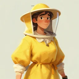 detailed portrait of beekeeper with yellow dress, digital art, character concept, trending on artstation, by daniela uhlig,