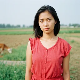 latrice royale in a farm, kodachrome taken with contax g 1, vivid colours