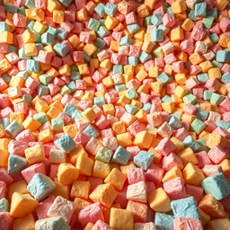 a room full of colorful marshmellows without gravity, hyperrealistic, high detailed, crazy dream