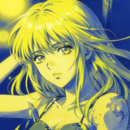 surrealism sisyphe anime,mainly yellow and blue