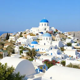 Lively sunny landscape of a greek village realistic detailed digital art by Maxwell Boas Jessica Rossier Christian Dimitrov Anton Fadeev trending on Artstation CGSociety rendered in Unreal Engine 4k HQ