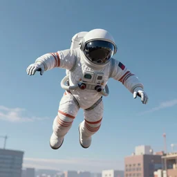 Spaceman falling from the sky, vaporwave, hyperrealistic, 3D render, cinematic, digital art, high definition, 8k