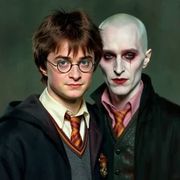 a portrait of a half harry potter and half voldemort hybrid, character illustration by norman rockwell, concept art, featured on arstation, realistic, cinematic lighting.