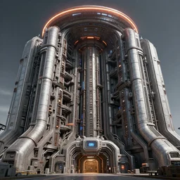 3 d sculpt of massive bunker beveled architecture, massive pipeline with layered complex cyberpunk'scifi digital movie camera'' power station'complex industrial military building facade, halo, star wars, ilm, star citizen halo, mass effect, high tech industrial, artstation unreal