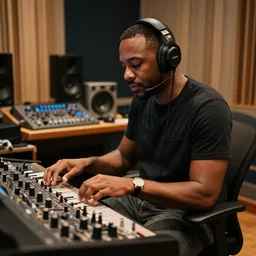 Ken Carson producing a beat in the studi
