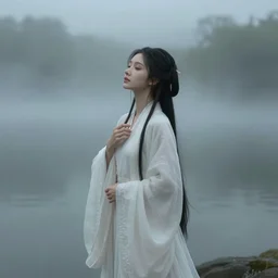“goddess in a lake, portrait, fantasy, fog”