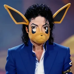 Michael Jackson with Sylveon head in a blue suit
