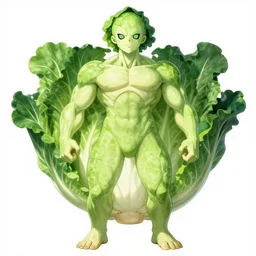 cabbage humanoid anime character, symmetrical, highly detailed, digital art, sharp focus, trending on art station, anime art style