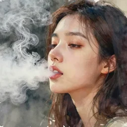 the mouth of a young woman breathing out smoke, closeup!!, thick swirling smoke everywhere, by conrad roset, brush strokes, watercolor trending on artstation