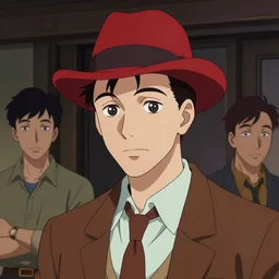 J.D. Salinger as Holden Caulfield wearing that red hat, ambient lighting, 4k, anime key visual, lois van baarle, ilya kuvshinov, rossdraws, artstation