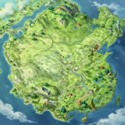 treasure map of a fantasy land with distinct biomes, highly detailed, smooth, sharp focus, artstation, illustration by makoto shinkai and moebius and jean giraud