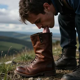 a 'back to Blue' supporter licking a leather boot
