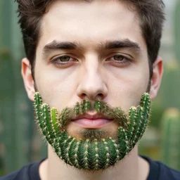 cactus grown on man's face instead of beards, 5 0 mm