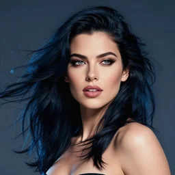 a stunning upper body portrait of a beautiful woman with raven hair with a blue tint blowing in the wind by marvel comics, digital art, trending on artstation