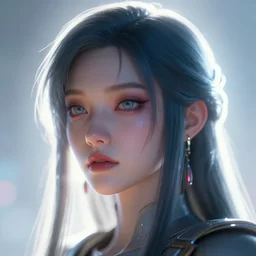 mcro head shot of female, backlighting synthwave style fantasy art by artgerm wlop futuristic inkscape greg rutkowski
