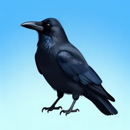 stylized drawing of a crow on a blue gradient background, avatar