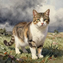 watercolor of a cat by jean haines