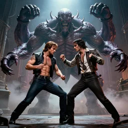 chuck norris Fight with the giants cthulhu, cgi