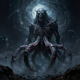 a lovecraftian cosmic horor, deep space, gigantic creature, octane