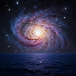 A view across a sea of stars, cosmic colors, supernova explosion in the sky, fantastic, magical